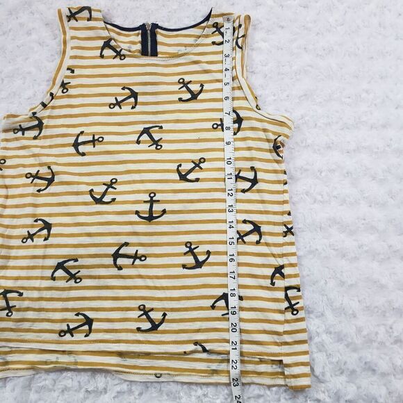 Nautical yellow striped tank blue anchors and zip back see measurements for size - Picture 3 of 6